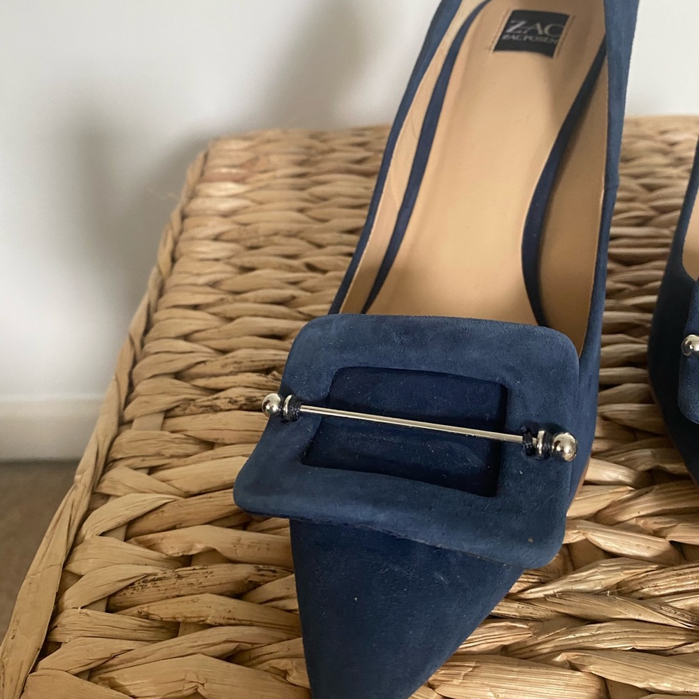 Zac Posen Navy Blue Heels - Picture 3 of 7